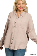 Plus Gauze Oversized Button Down