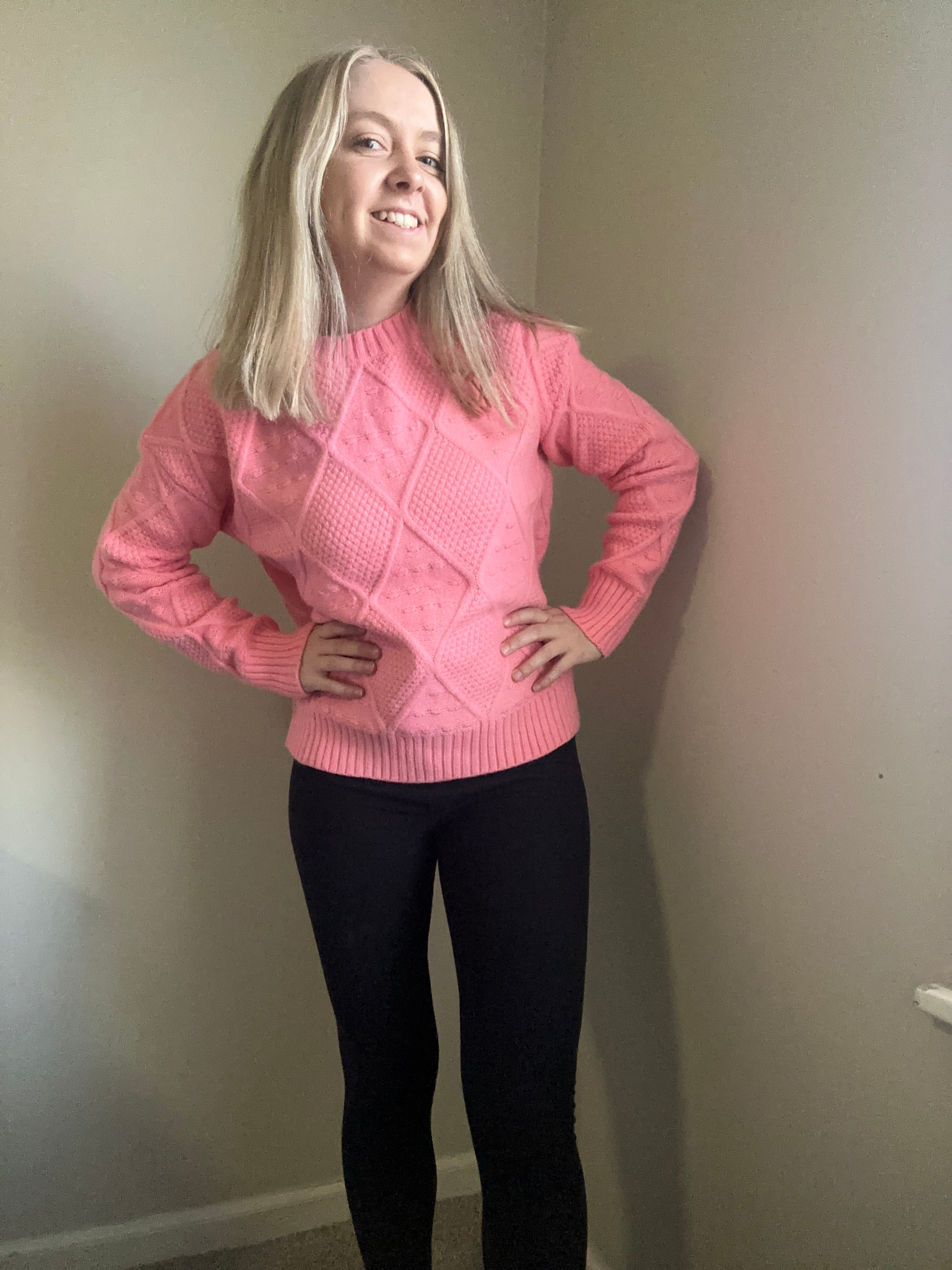Pink Diamond Pattern Sweater