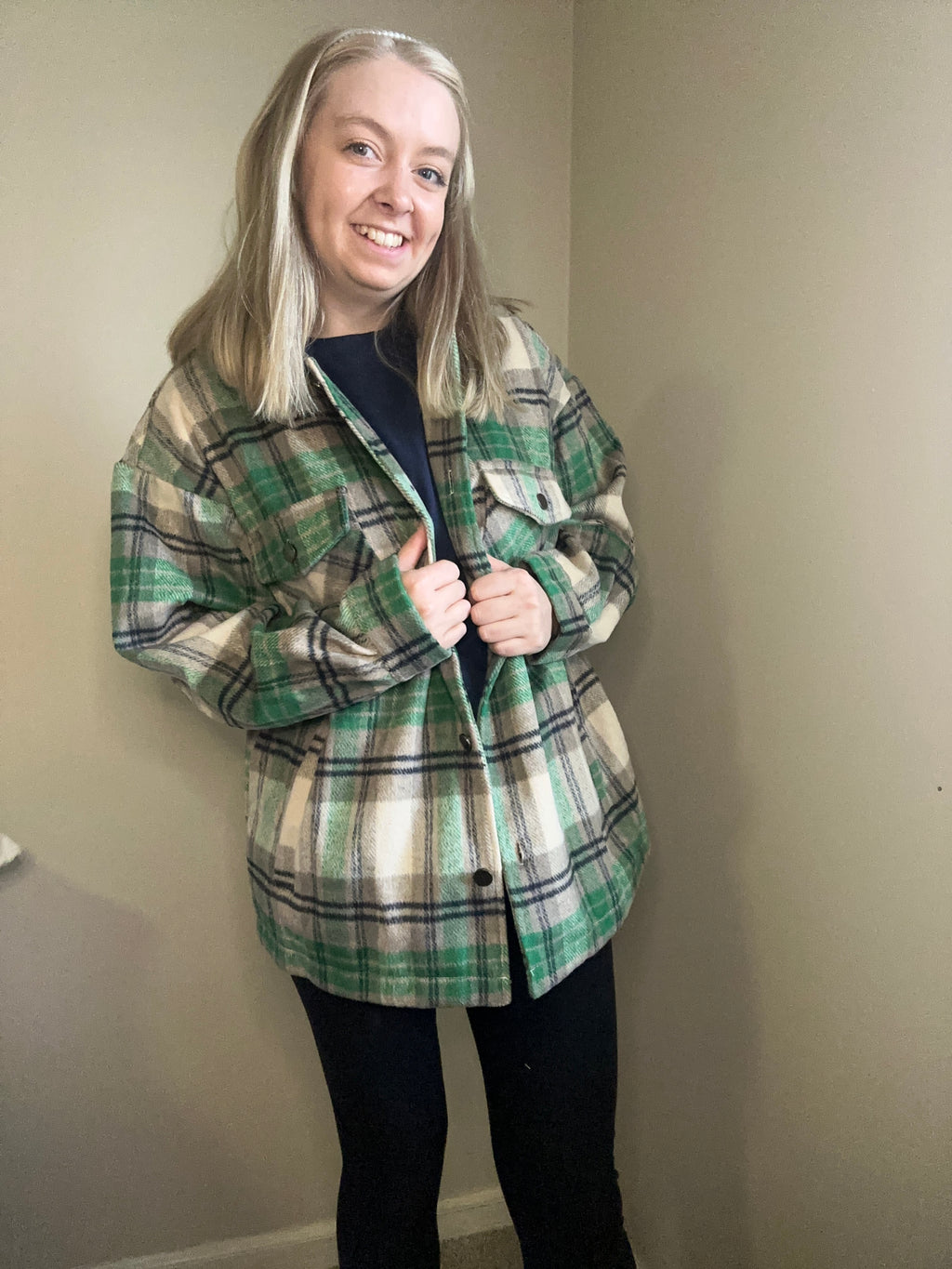 Mocha/Green Plaid Shacket