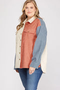 Color Block Corduroy Jacket