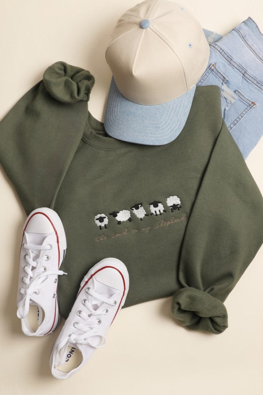 The Lord is My Shepherd Embroidered Heavyweight Sweatshirt