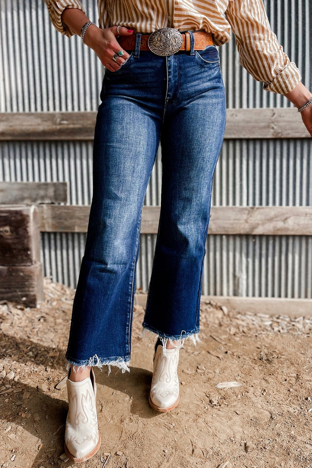 Flared Raw Hem Jeans