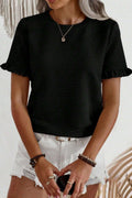 Ruffle Sleeve Textured Top
