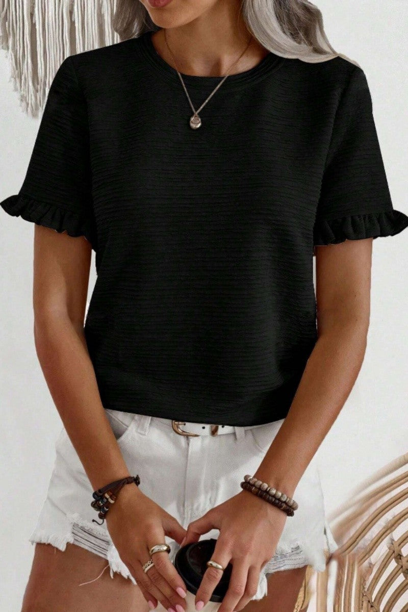 Ruffle Sleeve Textured Top