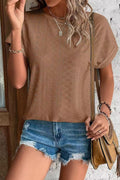 Eyelet Crew Neck Loose Fit Tee