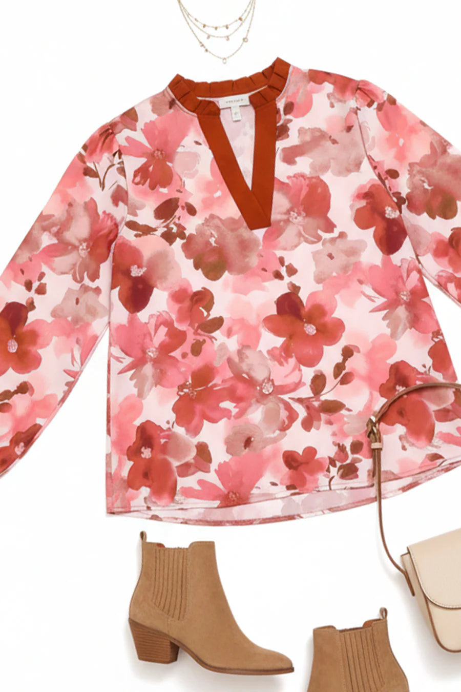 ON BLOSSOM LANE FLORAL BLOUSE